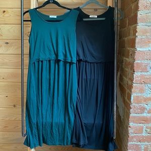 2 Bearsland sleeveless maternity breastfeeding nursing dresses with pockets